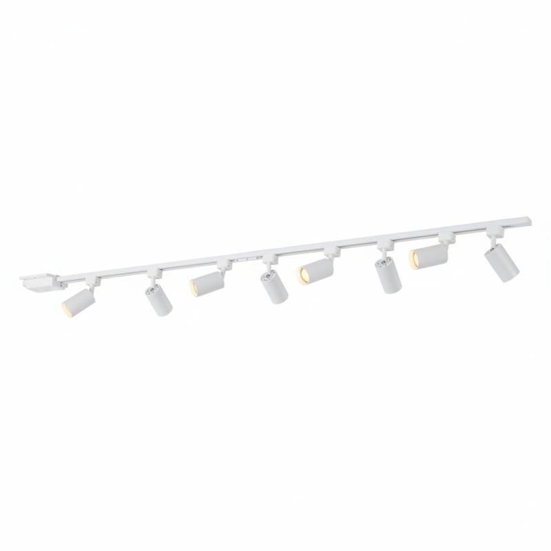 Ensemble d'éclairage sur rail blanc 8 lumières DEL, rail en H 6,6 pi, projecteurs de plafond GU10 (sans ampoules)
