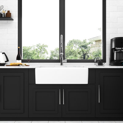 33 White Ceramic Sink - Apron Front Basin For Kitchen, And Heat-, Scratch- Stain-, Easy To Polish Thoroughly, 33X20x10 Inch With Lower Noise Level Feature 33" Extremely , Heat, Chipping, Scratch