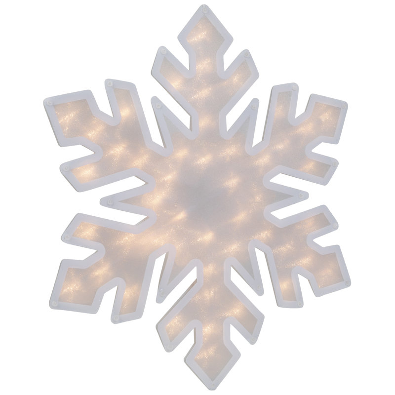 Décoration de fenêtre de Noël en forme de flocon de neige illuminé 20 po