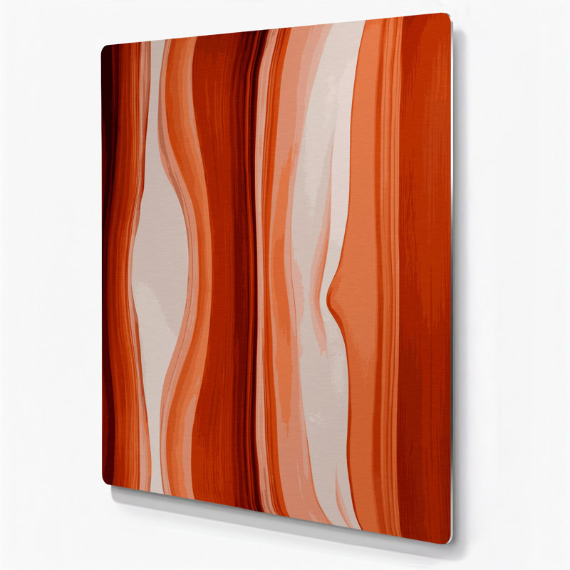 Abstrait couleur champ 11 rouge, art mural en métal, H 12 po x l 18 po