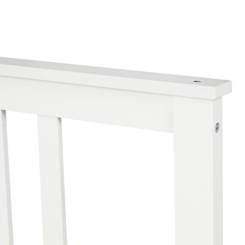Lit plateforme en bois avec tête et pied de lit, Simple, Blanc