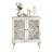 Vintage Hollow-Carved Accent Cabinet, 2-Door Display Storage Sideboard With Symmetrical Floral Design, Adjustable Shelf And Solid Wood Legs For Living Room Entryway(Antique Grey White)-209036965