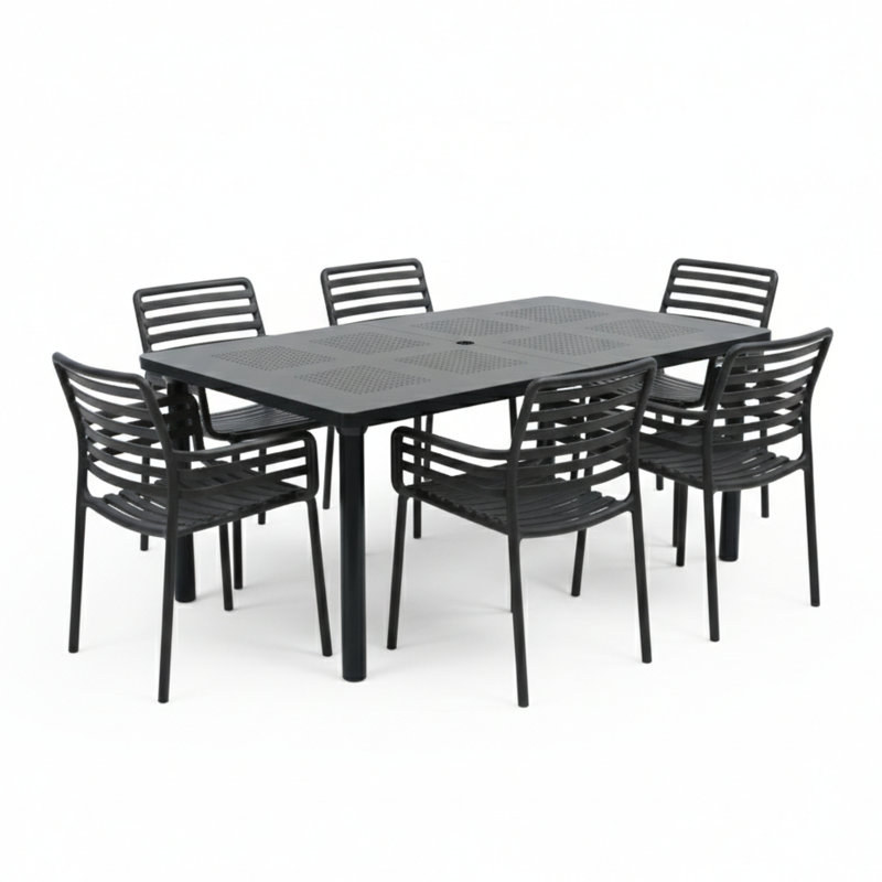 6 - Person Patio Dining Set with Extendable Rectangular Table
