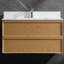 Meuble-lavabo mural moderne en bois naturel avec lavabo 48 po Mid-Century