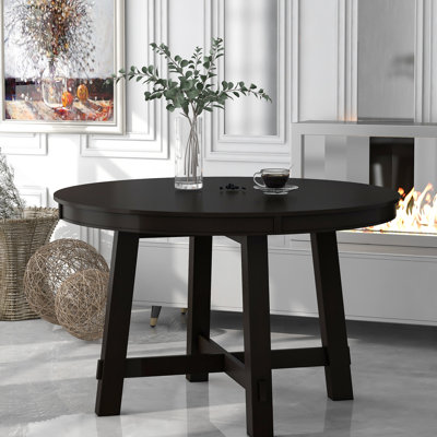 Table de salle à manger ronde en bois massif avec option extensible, feuille de 16 po, sièges 6, table réglable de 42 à 58, 42 po et 58 po, bois, placage de chêne, fabrication en peuplier robuste