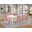 Ensemble de coin repas 9 pièces comprenant une table de salle à manger rectangulaire avec rallonge amovible et 8 chaises rembourrées, 42 x 84 po, lin blanc-1583379400-1583379414