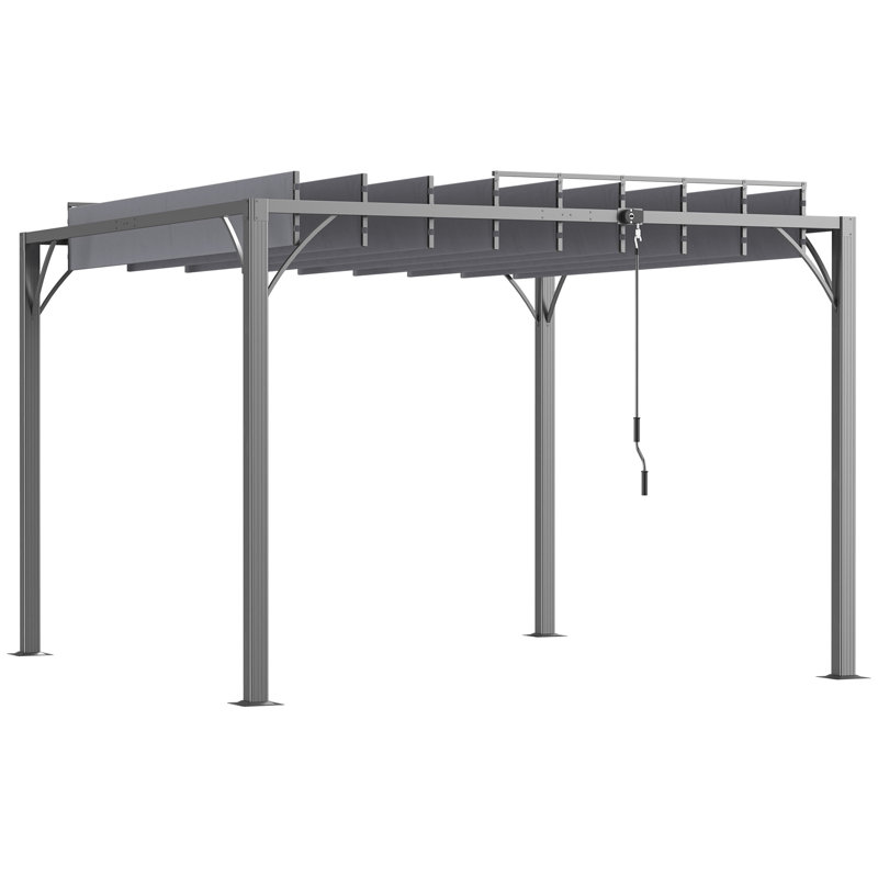 Brois 3 x 3(m) Outdoor Louvered Pergola with Adjustable Roof, Grey
