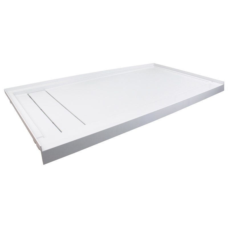 60'' W 32'' D Rectangular Single Shower Base, White, Left