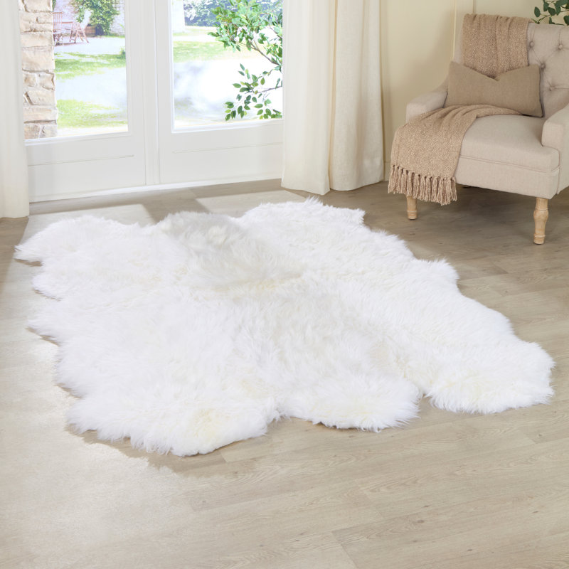 Ordonez Solid Colour Sheepskin Hand Woven Area Rug, Novelty 120 x 240cm