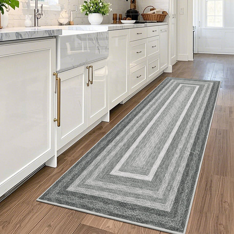 Machine Washable Entryway Rugs Braided Printed Stain Resistant Soft Floor Mat Non-Slip Indoor Farmhouse Throw Carpet for Bathroom