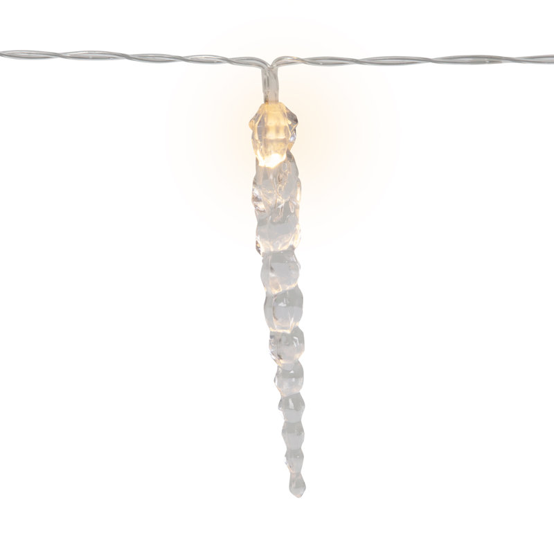 Guirlande de glaçons de Noël - blanc chaud - fil transparent 4,5 pi - 10 carats