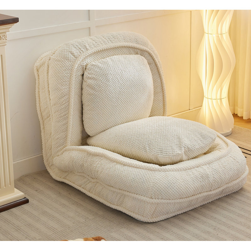 Canapé paresseux polyvalent pliable avec positions réglables pour la détente, Blanc