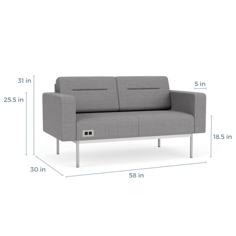 Causeuse de réception Darsey, Avec alimentation, Argent argent, Gris chambray