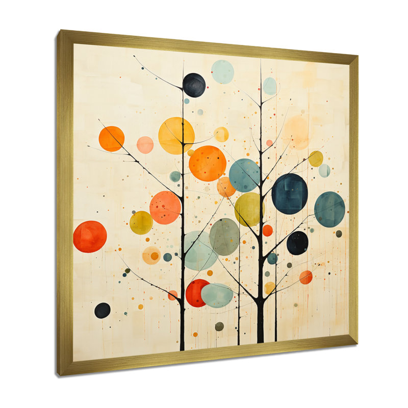 Art mural minimaliste beige du milieu du siècle - Minimalisme, Doré, H 16 po x l 16 po, Picture Framed