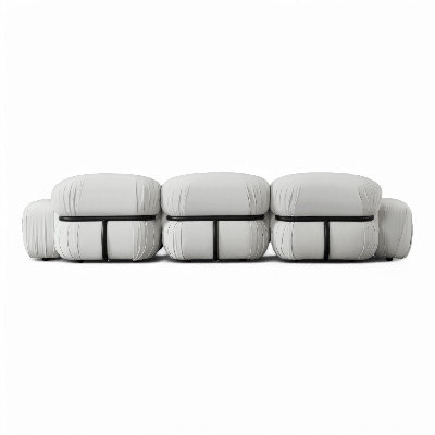 Canapé modulaire Rune en velours blanc cassé