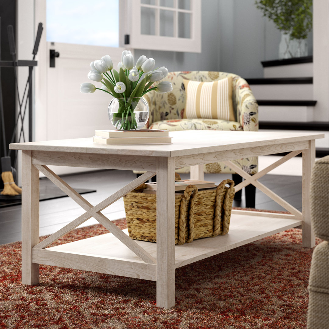 Rossitano Solid Wood 4 Legs Coffee Table with Storage Gracie Oaks 