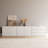 Adinda 94.47in Medieval Tv Cabinet, 4 Doors 2-layer Shelves, With Three-drawer Storage Cabinet, Ivory White