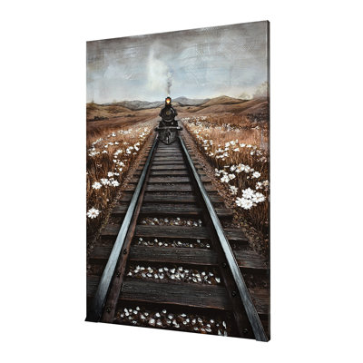 Britwall LED Wall Art Train on Tracks Illuminated Canvas 80x120cm with UK Plug & ON Off Switch