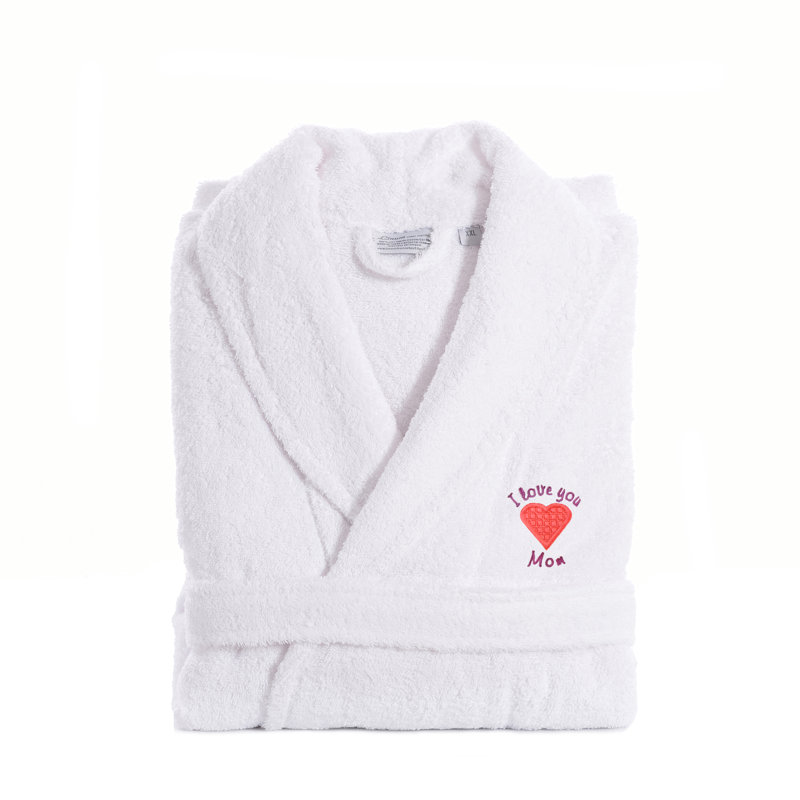 Peignoir en coton brodé 100% coton turc I Love You Mom, Grand / Très grand