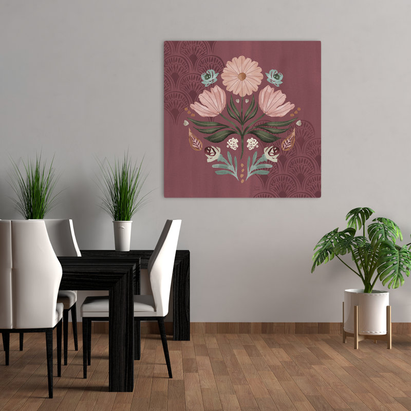 Impressions V, art floral contemporain, H 36 po x l 36 po
