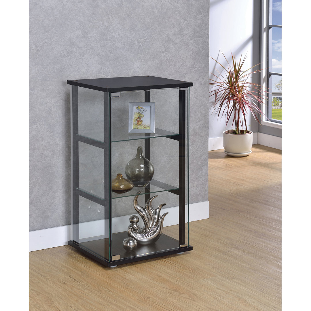 Baizen 3-Shelf Curio Cabinet in Black Ebern Designs