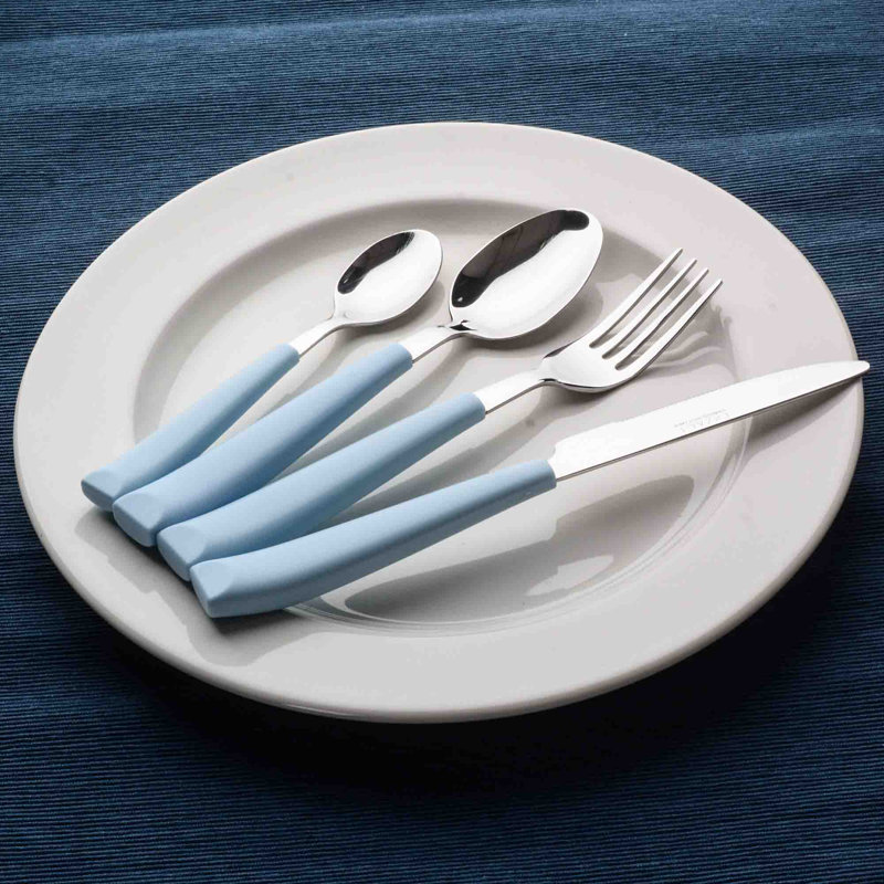 Metro Lane Chaselynn 24 Piece Stainless Steel Cutlery Set , Service for 6, Light Blue