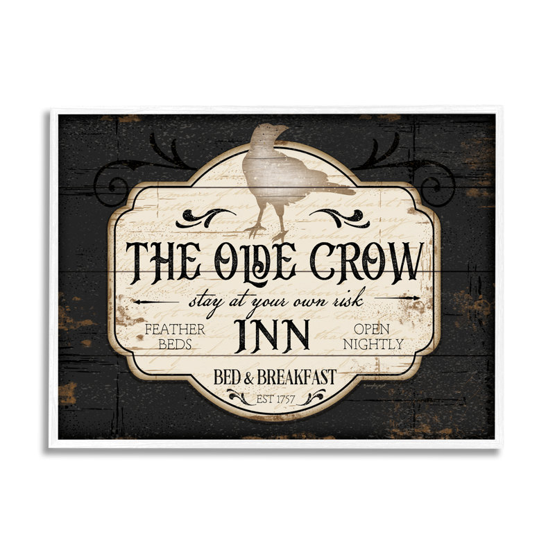 The Olde Crow Inn 1757 par Jennifer Pugh - impression, H 11 po x l 14 po x P 1,5 po, Giclée encadrée blanc bord de mer