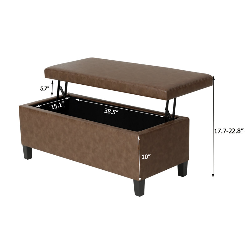 Banc de rangement en similicuir, Brunâtre