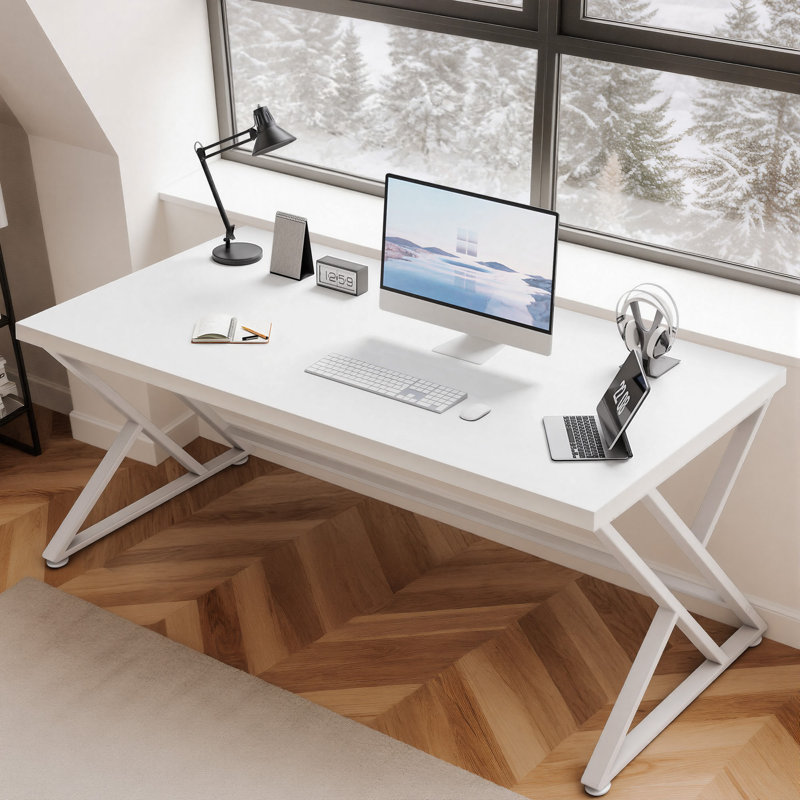 Kelleia Writing Desk, White, 30.1" H x 60" W x 23.6" D