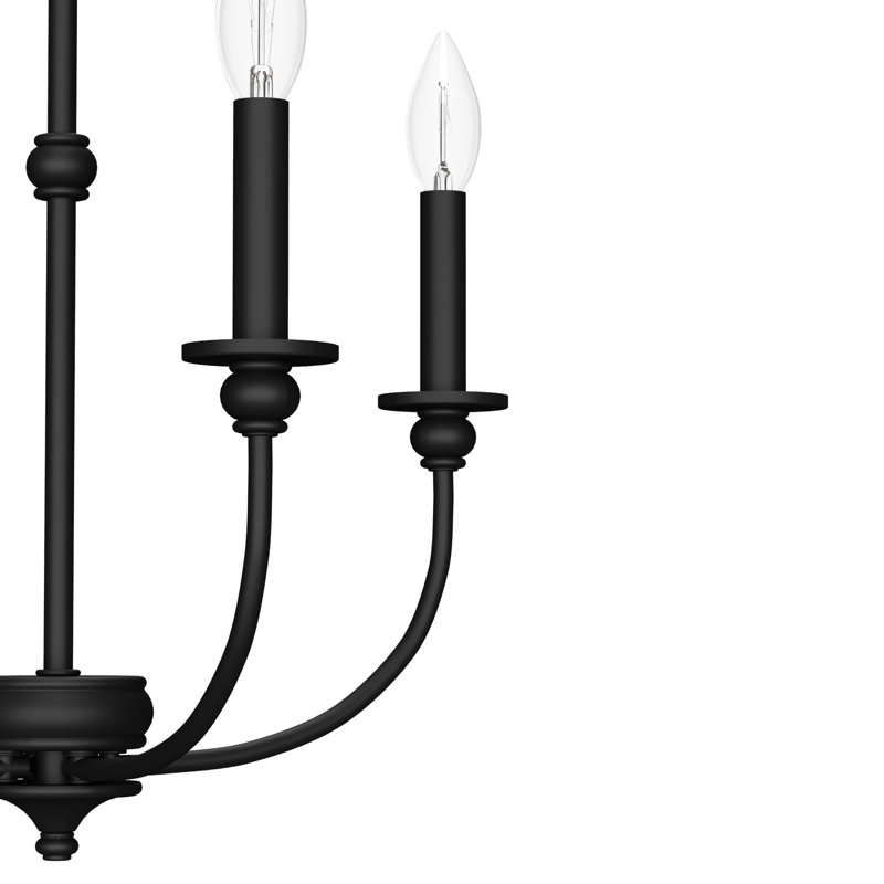 Hunter Southcrest 4 Light Chandelier Ceiling Light Fixture, Flat Matte Black, 23.25" H x 18" W x 18" D