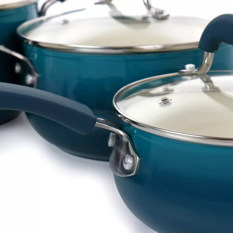 Ensemble de batterie de cuisine 8 pièces, Bleu sarcelle dégradé
