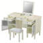 Ensemble de coiffeuse 2 en 1 avec miroir rabattable, ensemble de coiffeuse avec tiroir et armoire, multifonctionnel pour bureau et chambre à coucher, chêne blanc