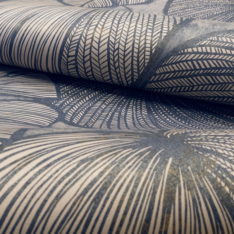 Julie Feels Home Collection Glitter/Shimmer Large Monstera Leaf Wallpaper Roll, Navy Ash