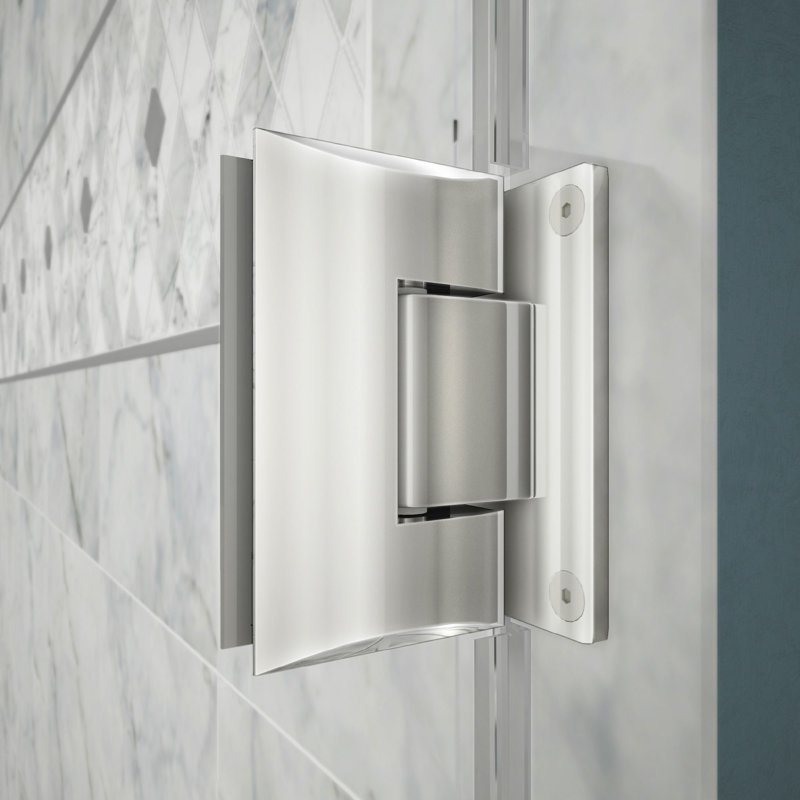Unidoor 24" W x 72" H Hinged Frameless Shower Door with ClearMax™ Technology, Chrome, Clear Glass