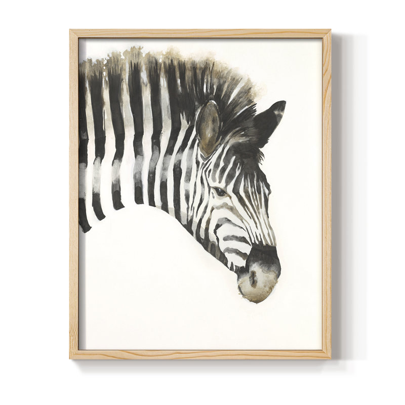 Zebra Stripes Framed Print - Solid Wood, Natural, 15" H x 12" W