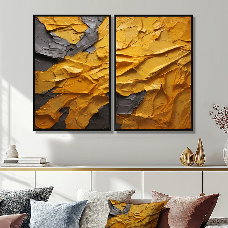 Malmberg - art mural jaune, Black, 36" H x 48" W, Framed Print without Mat