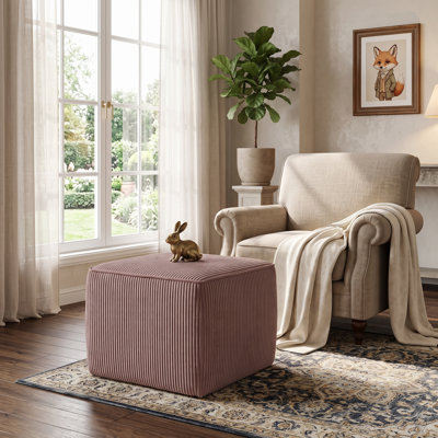 Repose-pieds rose, design moderne, 22,1 po x 22,1 po x 15,8 po, tissu, rembourré