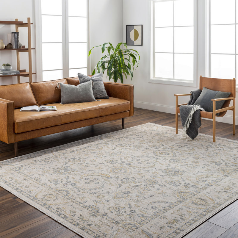 Jinhong Oriental Machine Made Power Loomed Polyester Area Rug in Beige, Rectangle 11'11" x 15'7"