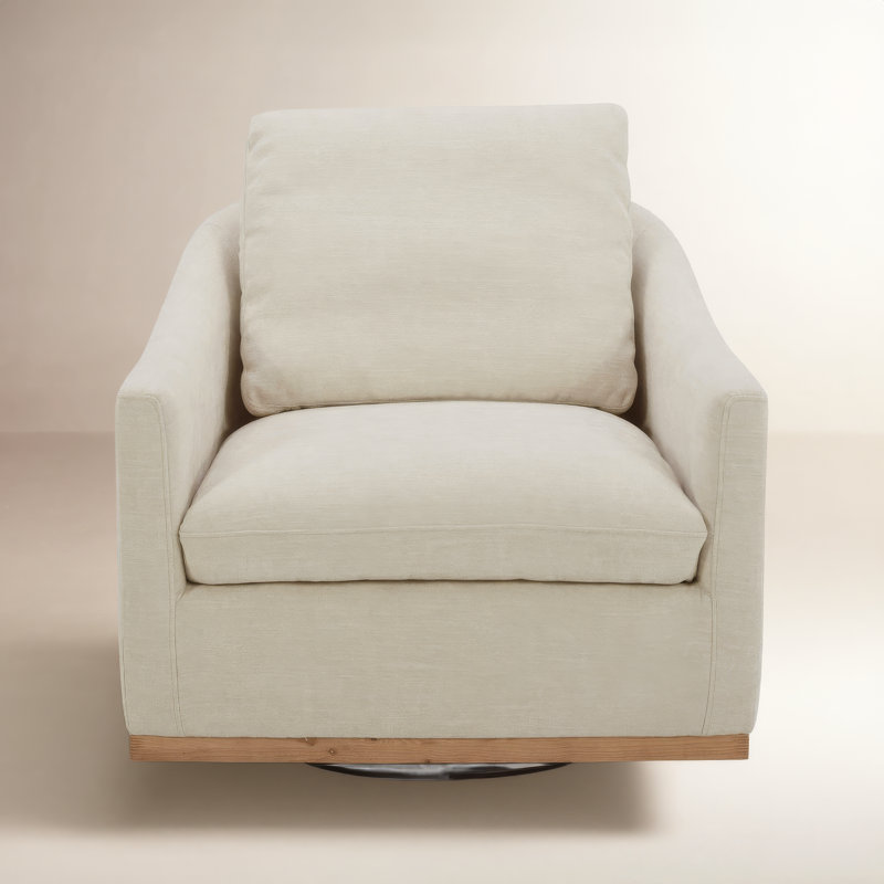Upholstered Swivel Armchair, Beige 100% Polyester