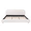 Lit plateforme très grand avec tissu Boucle, lit plateforme tapissier en tissu Boucle avec tête de lit courbée, blanc, assemblage facile