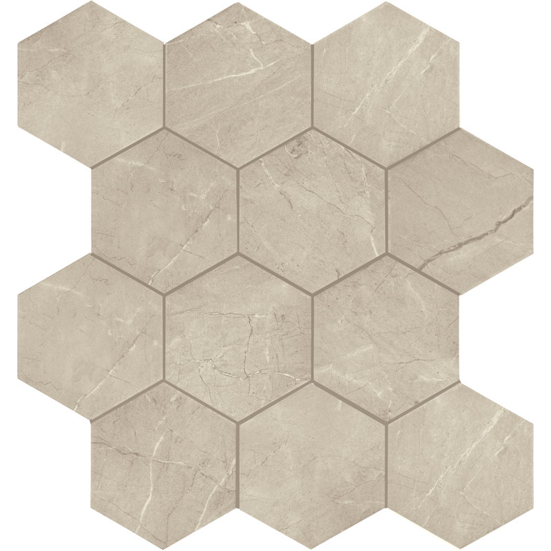 Daltile Perpetuo 8" X 9" Hexagon Matte Porcelain Floor Tile (25 PCS Per Carton) (9.27 SQFT Per Carton), Elegant Beige