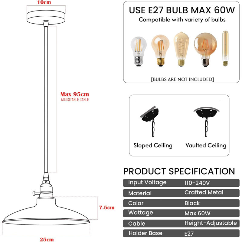 1 - Light Single Pendant, White