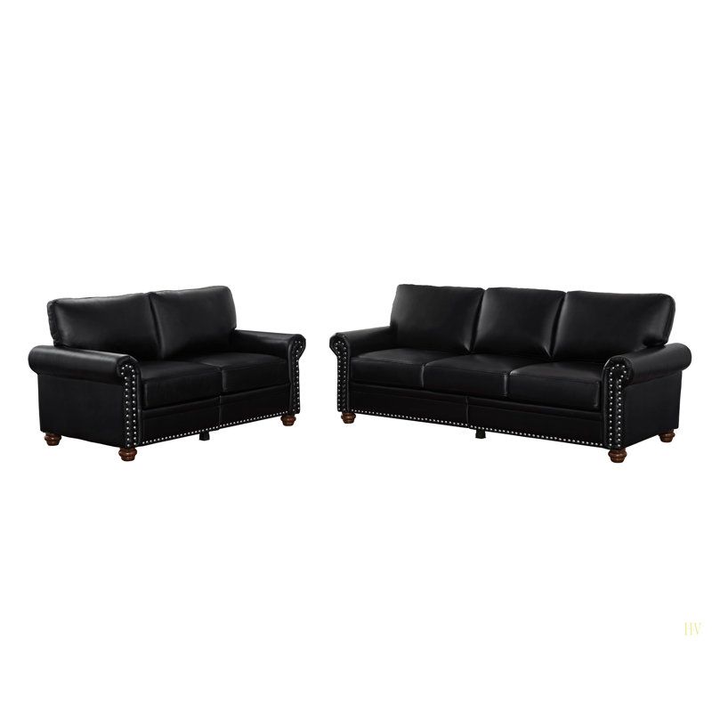 Canapé de salon avec canapé de rangement modulaire 2 + 3, Similicuir noir