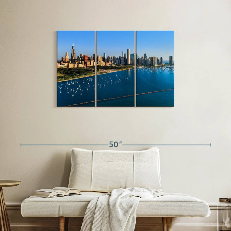 Rorry Monroe Harbor Aerial, 24" H x 38" W