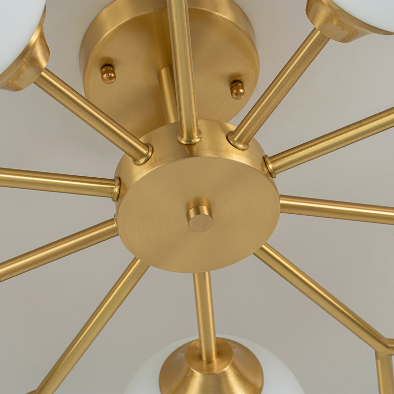 Plafonnier semi-encastré en verre Murtie Spoutnik , H 8,27 po x l 38,58 po x P 38,58 po, Gold
