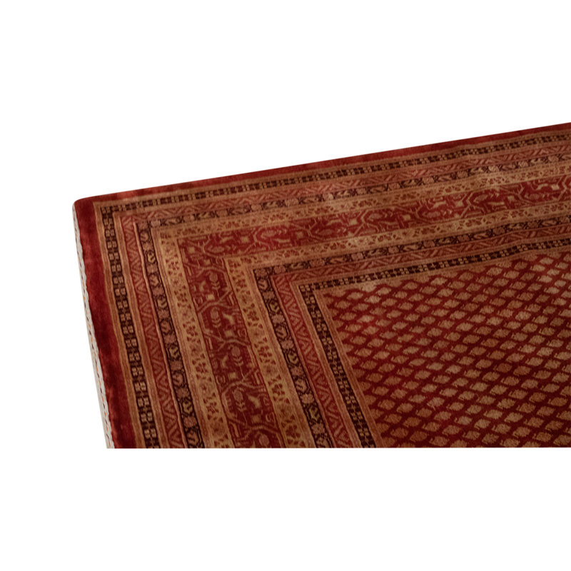Wool Geometric Area Rug in Red/Black/Caramel