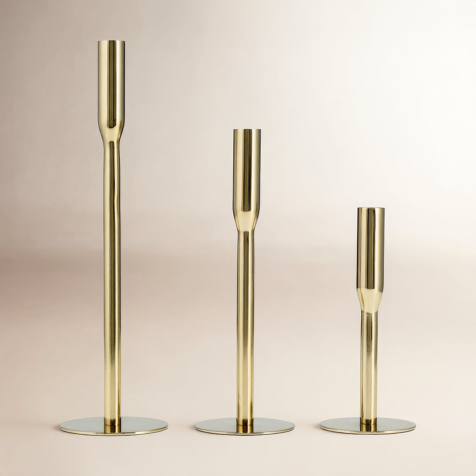 Metal Taper Candle Holder, 8" H x 4" W x 4" D, Gold