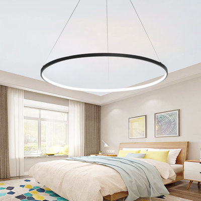Stockham 1-Light Unique Geometric LED Pendant Circle Ring Chandelier Remote Dimmable