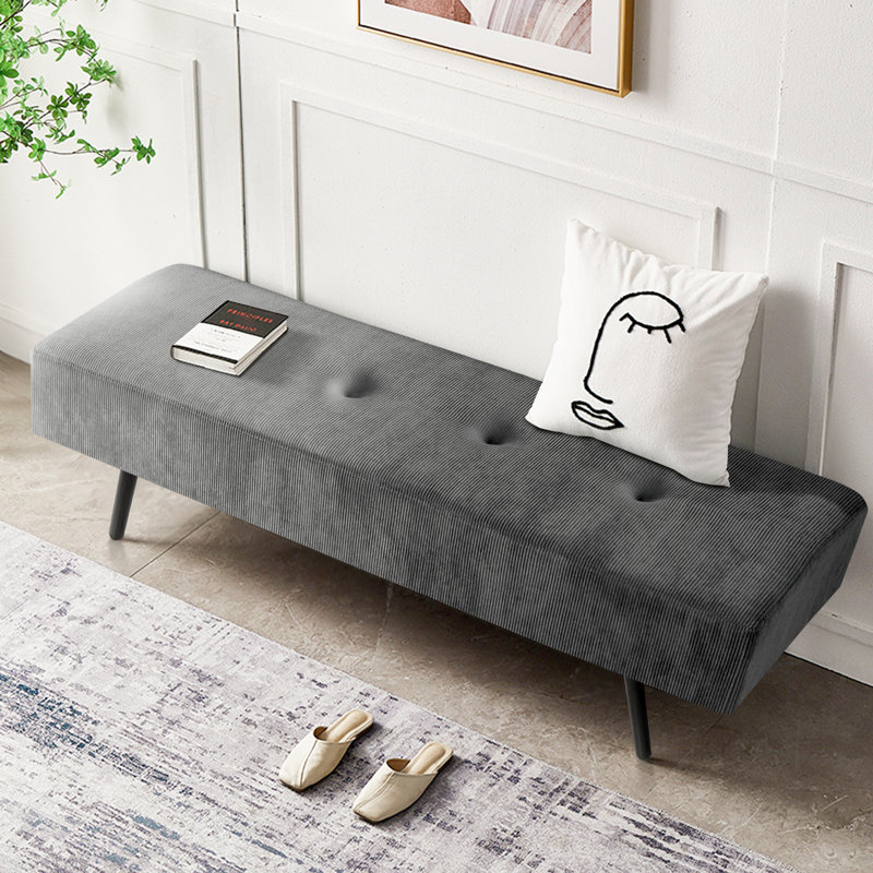 Banc rembourré 39,4 po Velours côtelé, Gris