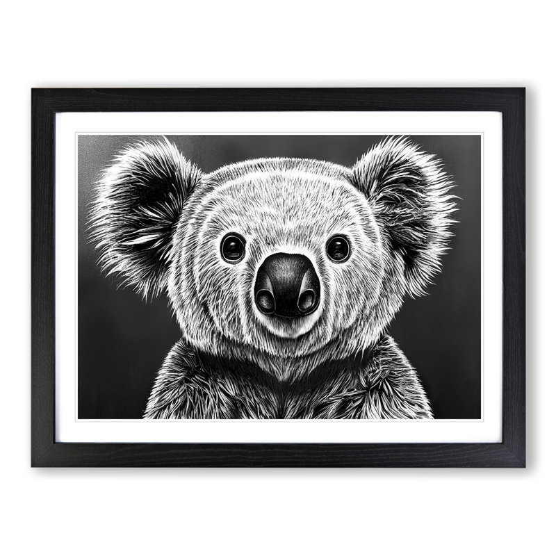 Monochrome Koala Bear Vol.2 - Framed Print, Black Framed, 34cm H x 46cm W x 2cm D